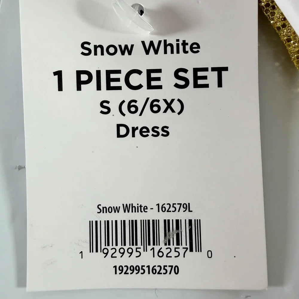 Disney Snow White Girls Costume Dress Size S 6 6X Disguise Halloween NWT